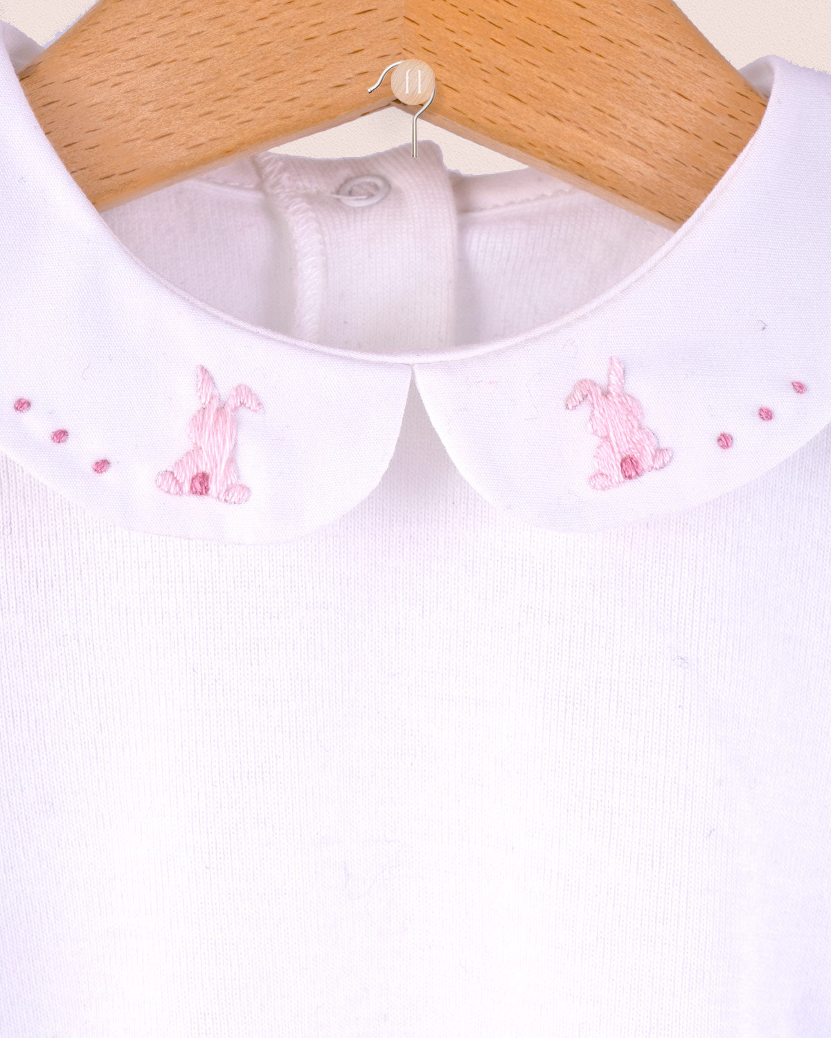 Ines Onesie Embroidered Pink Bunny - Onesie