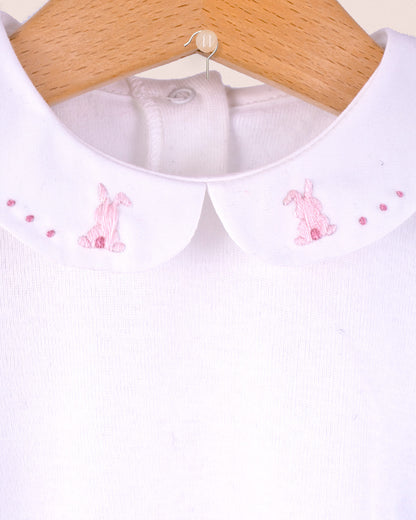 Ines Onesie Embroidered Pink Bunny - Onesie