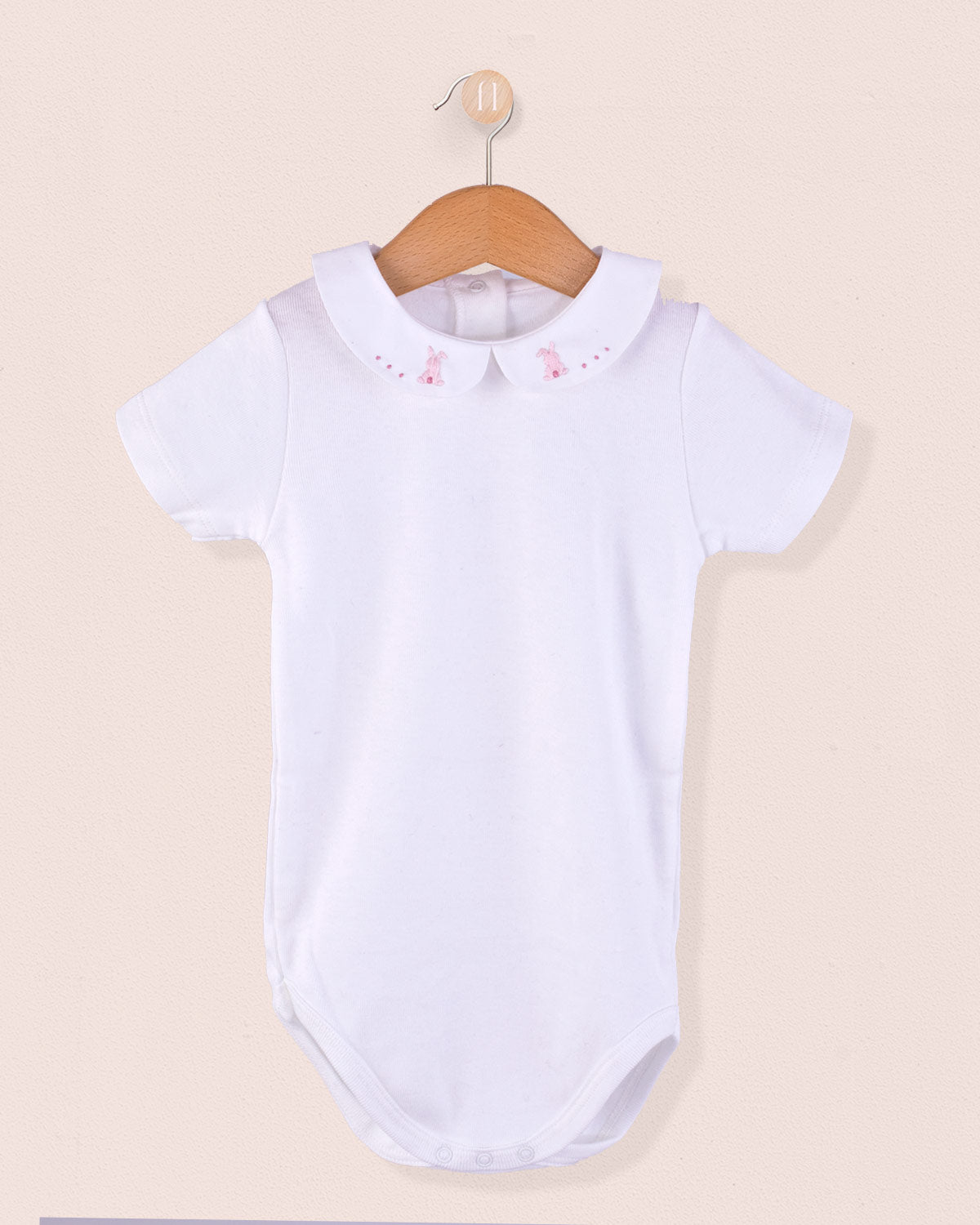 Ines Onesie Embroidered Pink Bunny - Onesie