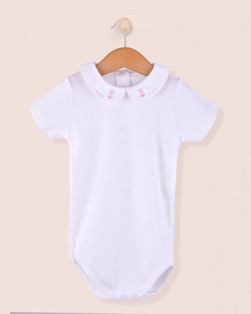 Ines Onesie Embroidered Pink Bunny