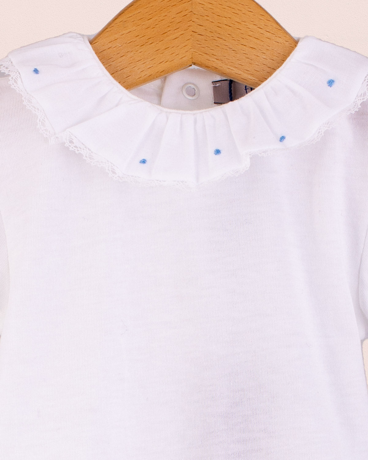 Ines Ruffle Onesie Embroidered Blue Dots - Onesie