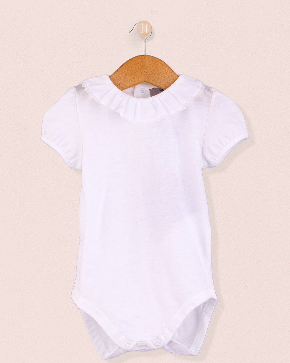 Ines Ruffle Onesie White Lace