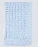 Oscar Light Blue Cotton Cable Knit Blanket