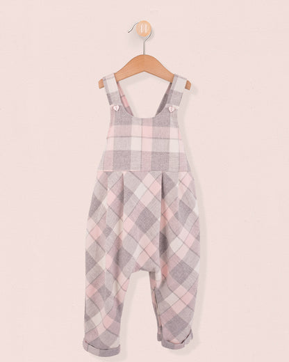 Ella French Pink Plaid Flannel Overall - Romper