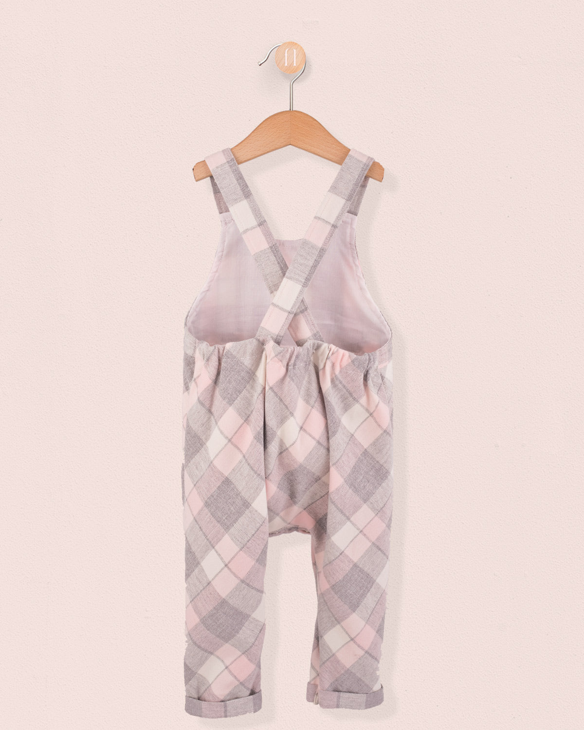 Ella French Pink Plaid Flannel Overall - Romper
