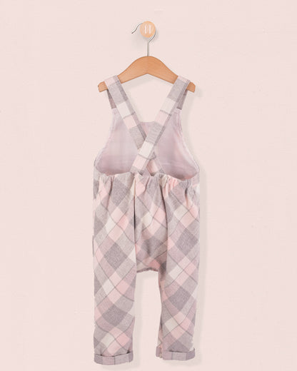 Ella French Pink Plaid Flannel Overall - Romper