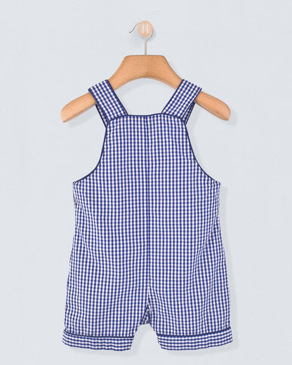 Starboard French Navy Gingham Shortall - Romper