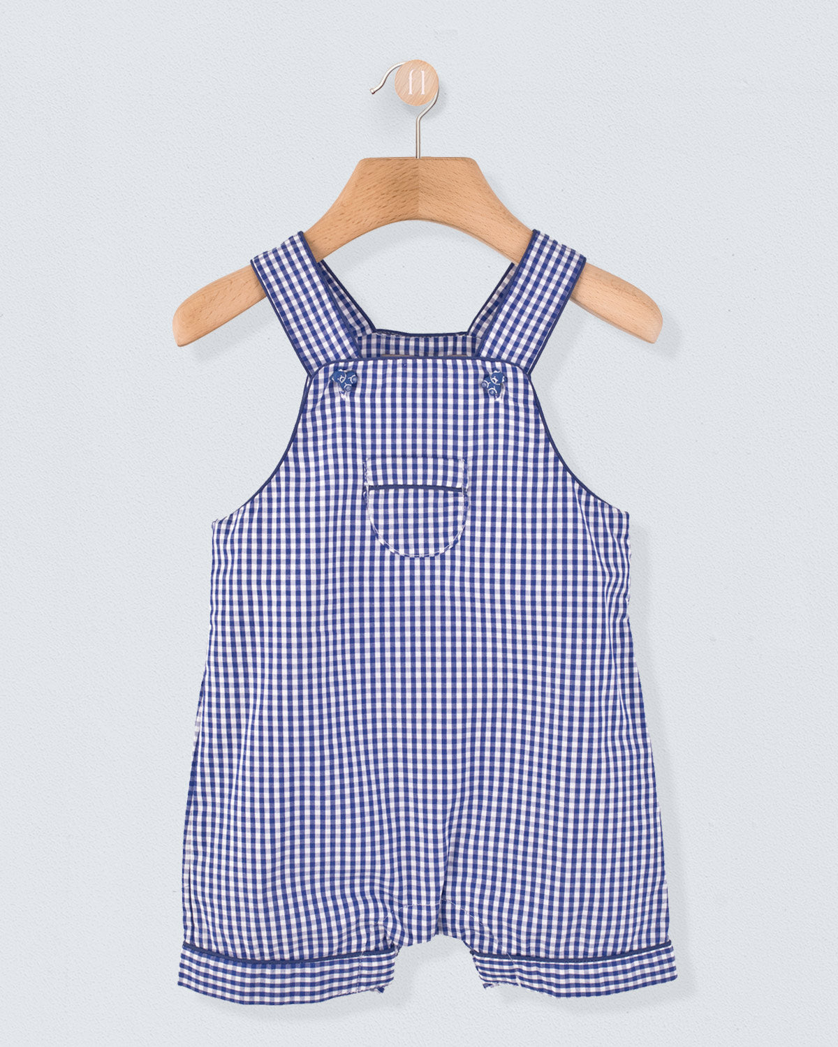 Starboard French Navy Gingham Shortall - Romper