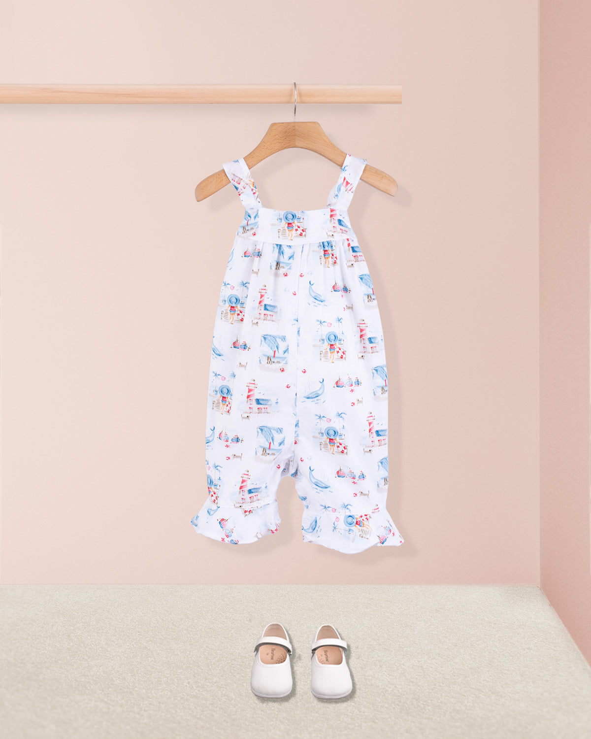 Charm Lighthouse Blue Overall - Romper