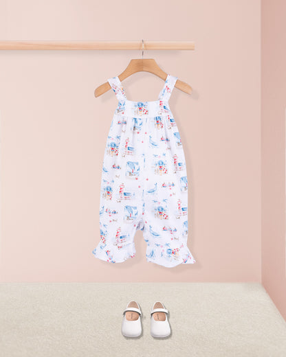 Charm Lighthouse Blue Overall - Romper