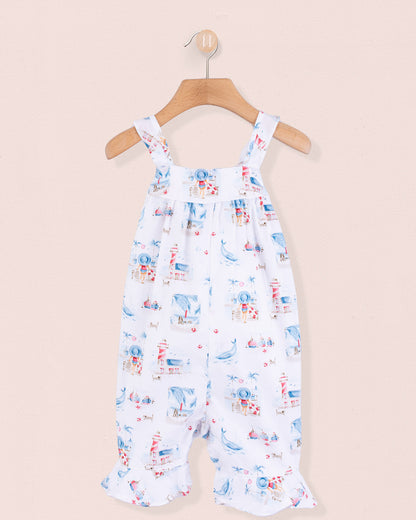 Charm Lighthouse Blue Overall - Romper