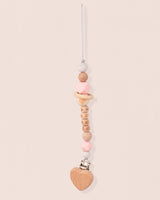 Pacifier Clip Wooden Heart Pink