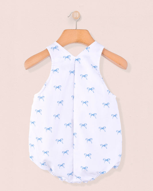 Palm Beach Antique Blue Bows Bubble - Romper