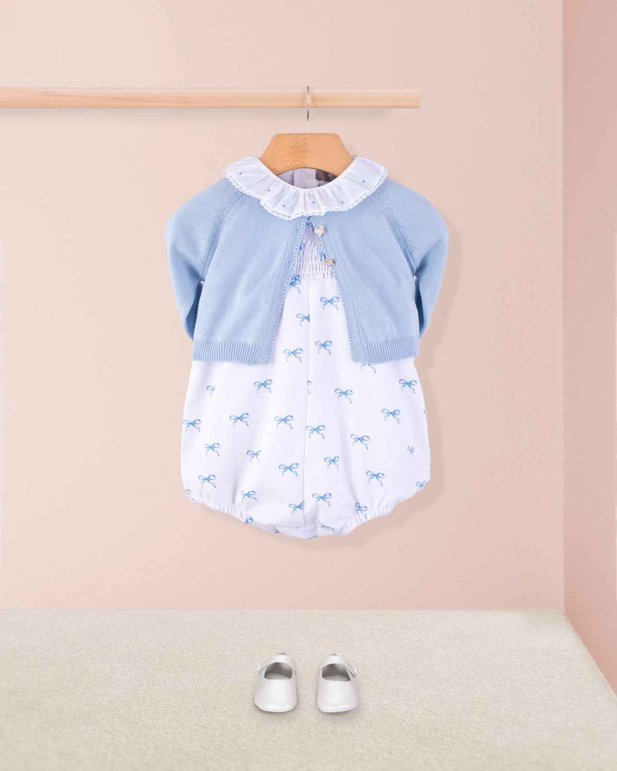 Palm Beach Antique Blue Bows Bubble - Romper