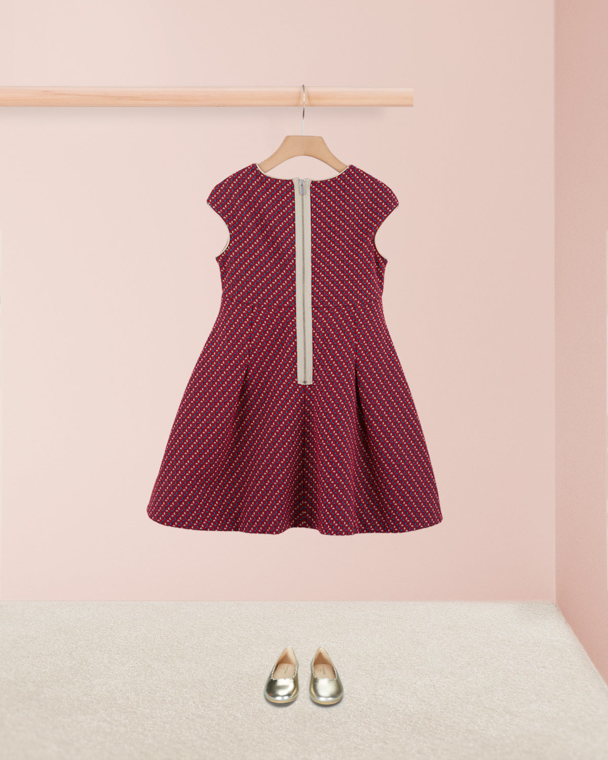 vValentina Italian Red Jacquard Dress - Dress