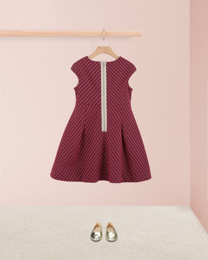 vValentina Italian Red Jacquard Dress - Dress