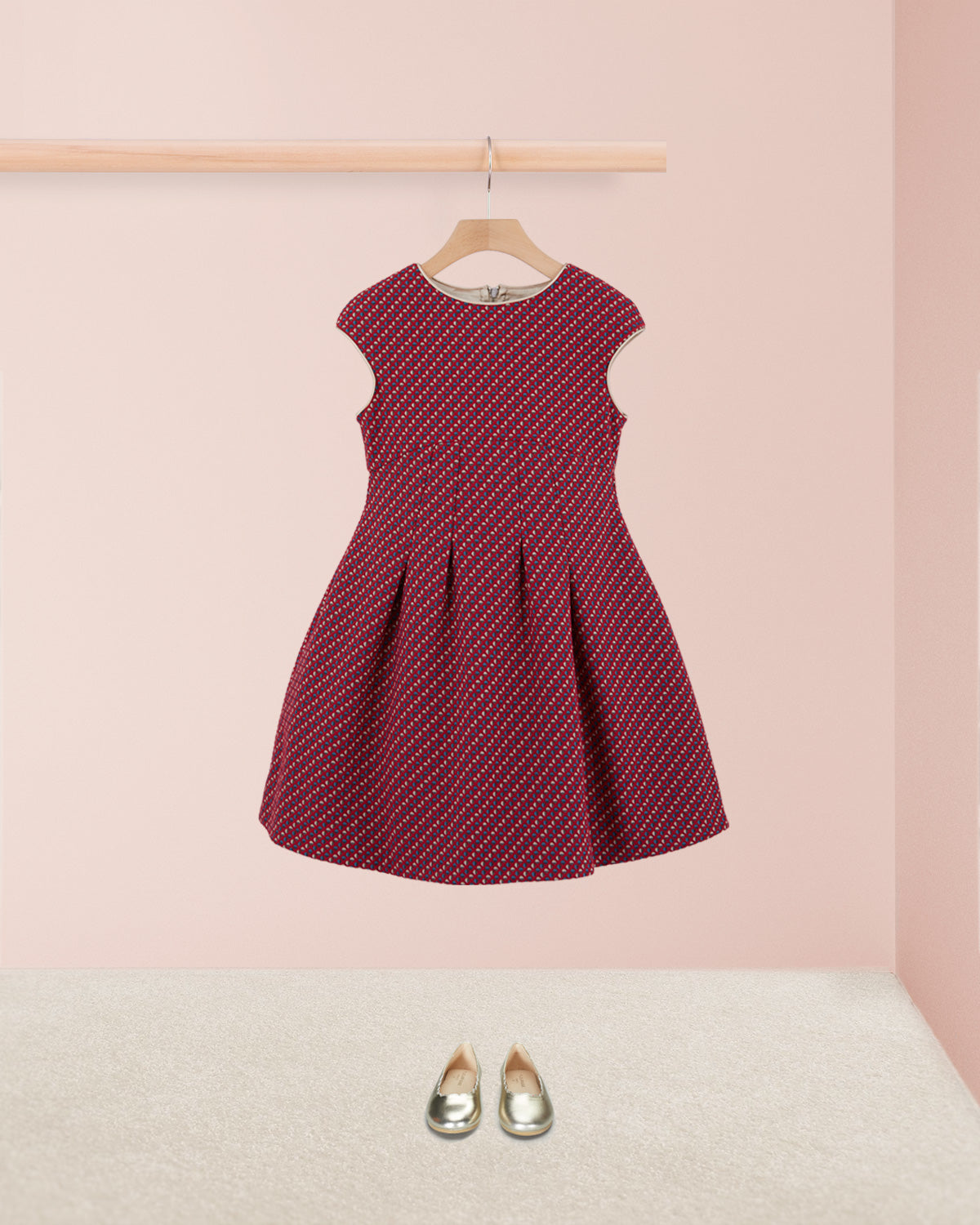 vValentina Italian Red Jacquard Dress - Dress