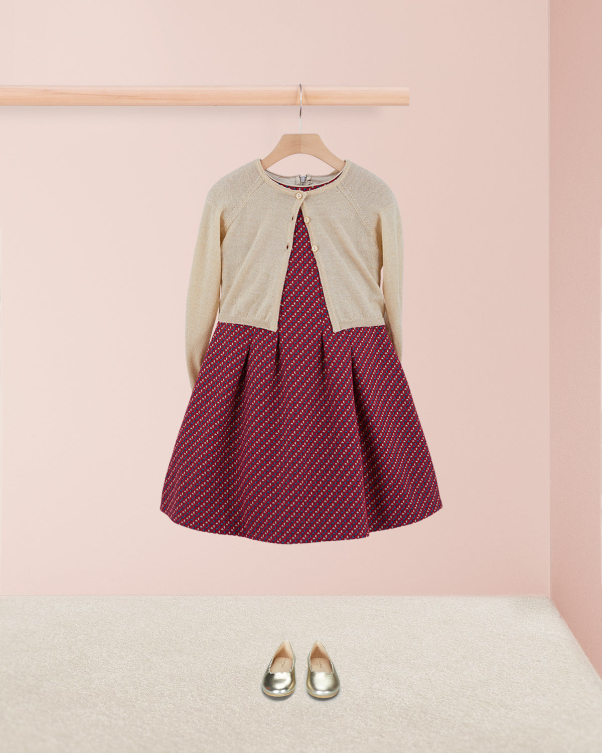 vValentina Italian Red Jacquard Dress - Dress