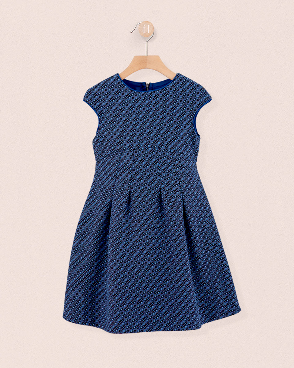 vValentina Italian Blue Jacquard Dress
