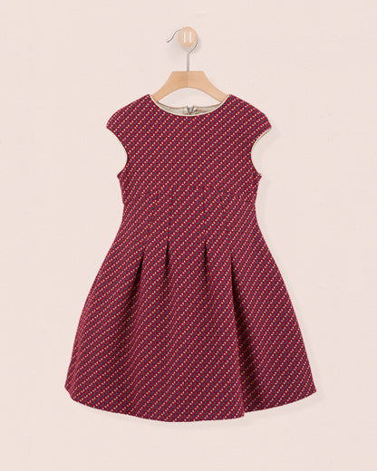 vValentina Italian Red Jacquard Dress - Dress