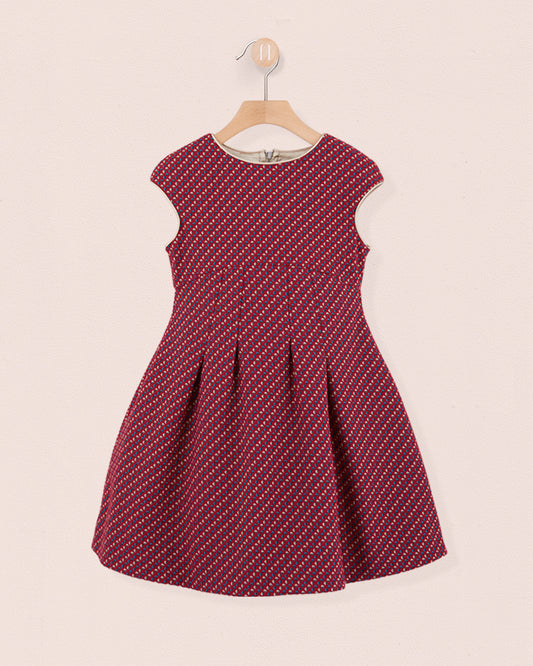 vValentina Italian Red Jacquard Dress - Dress