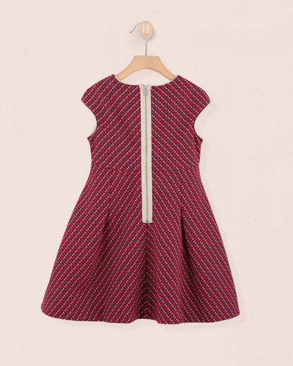 vValentina Italian Red Jacquard Dress - Dress