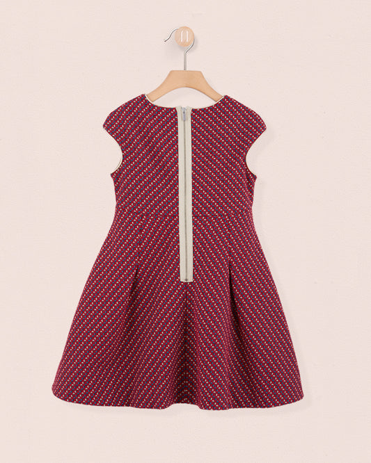 vValentina Italian Red Jacquard Dress - Dress