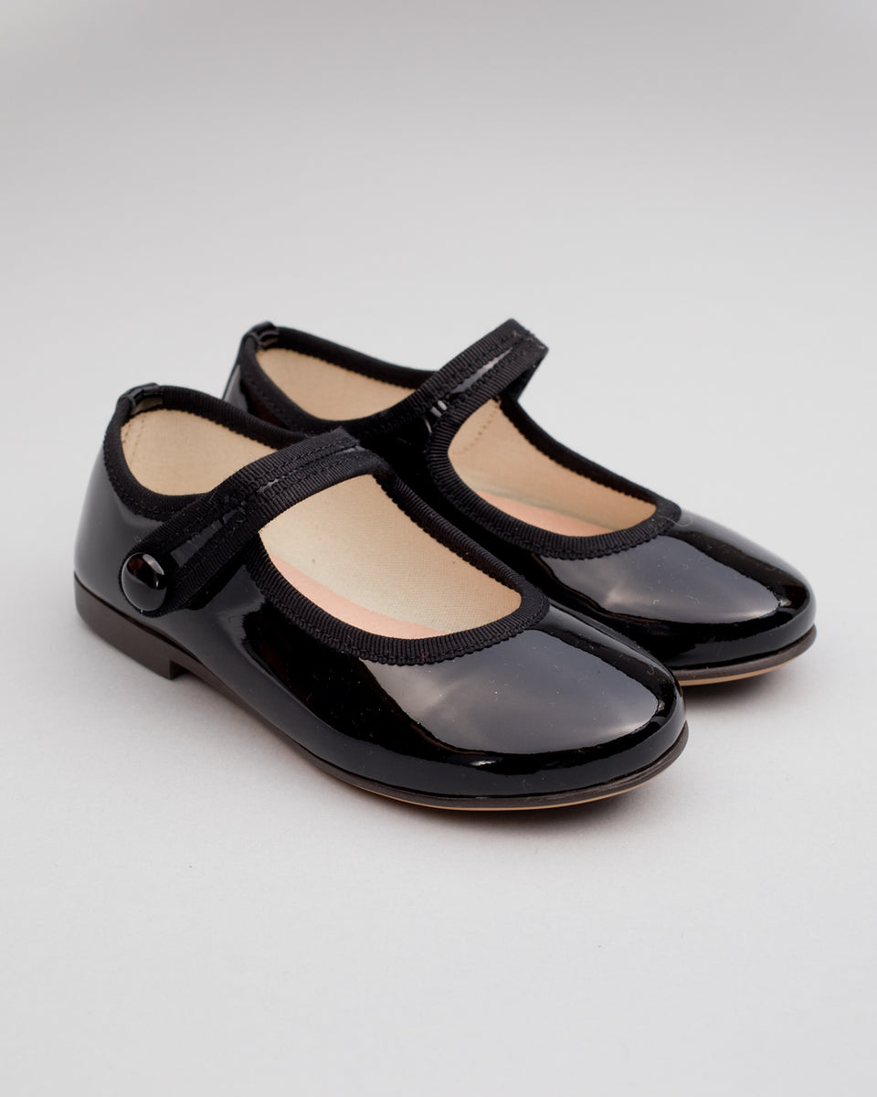 Elizabeth Black Patent Mary-Jane With Velcro Closure