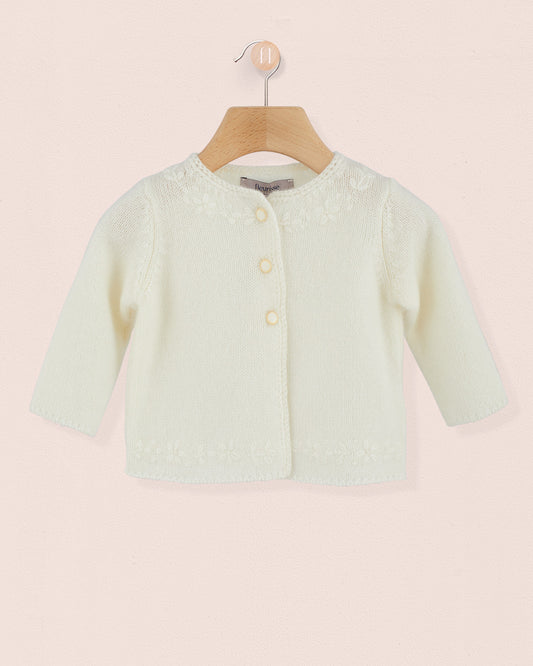 Piana Cream Embroidered Cashmere Cardigan - Cardigan