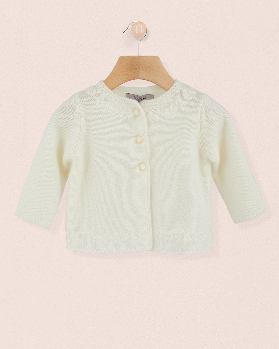 Piana Cream Embroidered Cashmere Cardigan