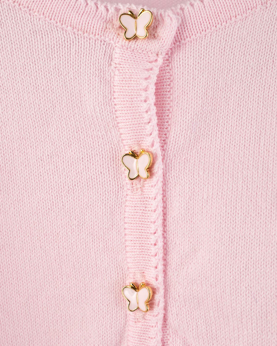 Betsy Petal Pink Cardigan with Butterfly Buttons