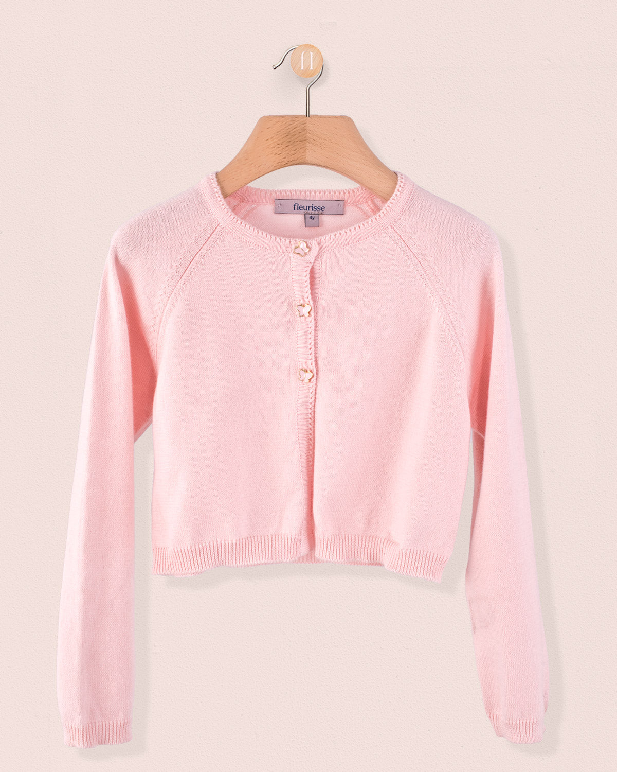 Betsy Petal Pink Cardigan with Butterfly Buttons - Cardigan