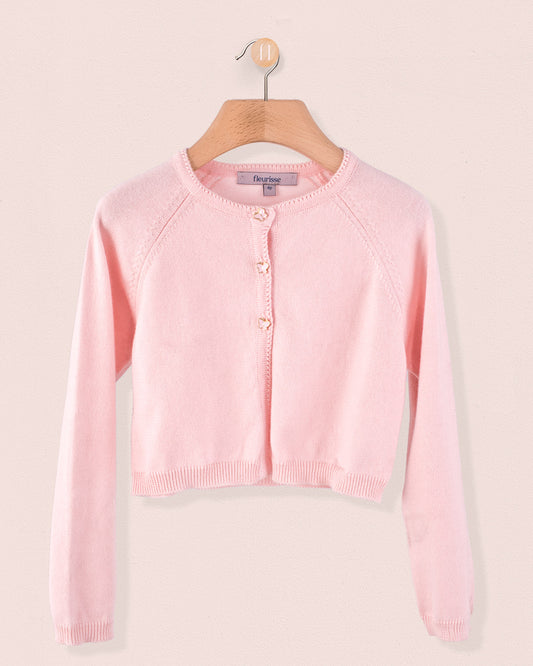 Betsy Petal Pink Cardigan with Butterfly Buttons - Cardigan