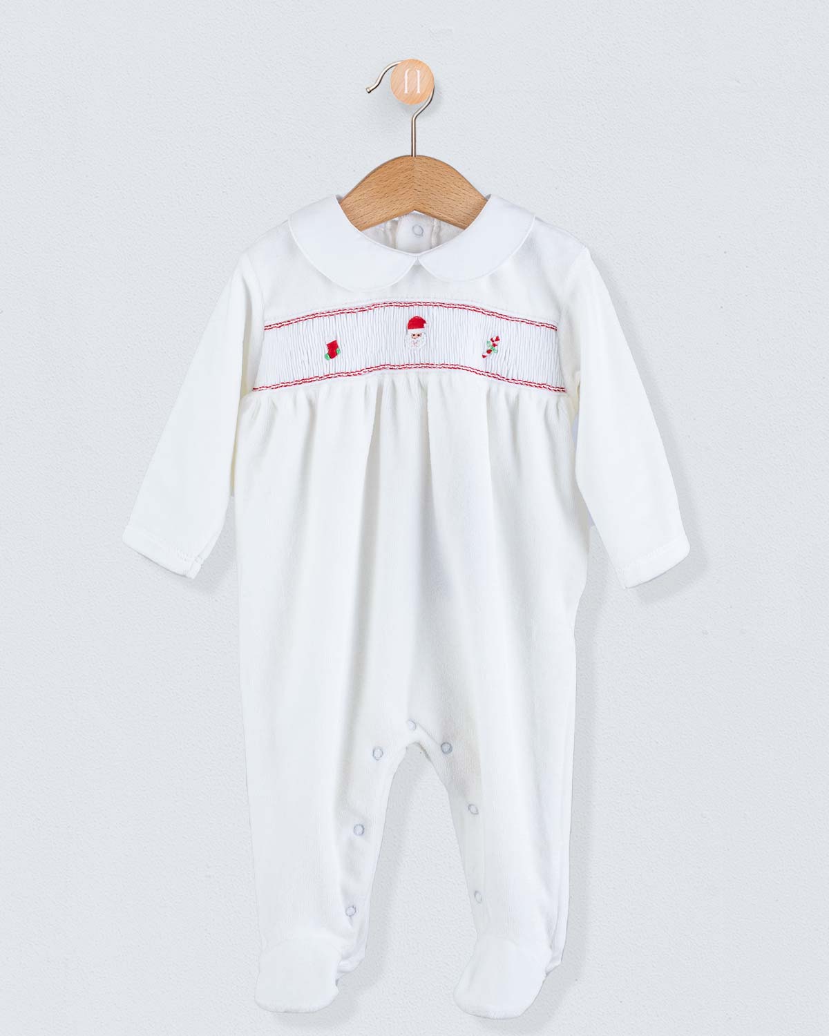 Pima Velour Christmas Smocked Stretchie