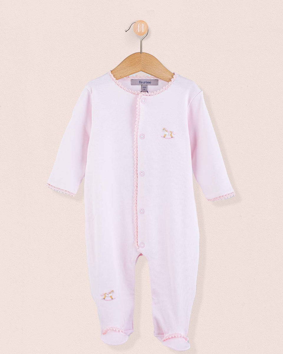 Pima Embroidered Pink Horse Stretchie