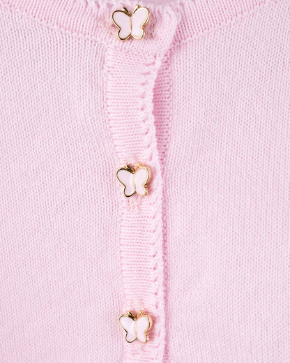 Betsy Pink with Butterfly Buttons - Cardigan