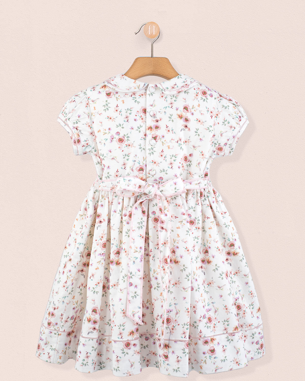 Emma Tuscany Pink Floral Smock - Smocked Dress