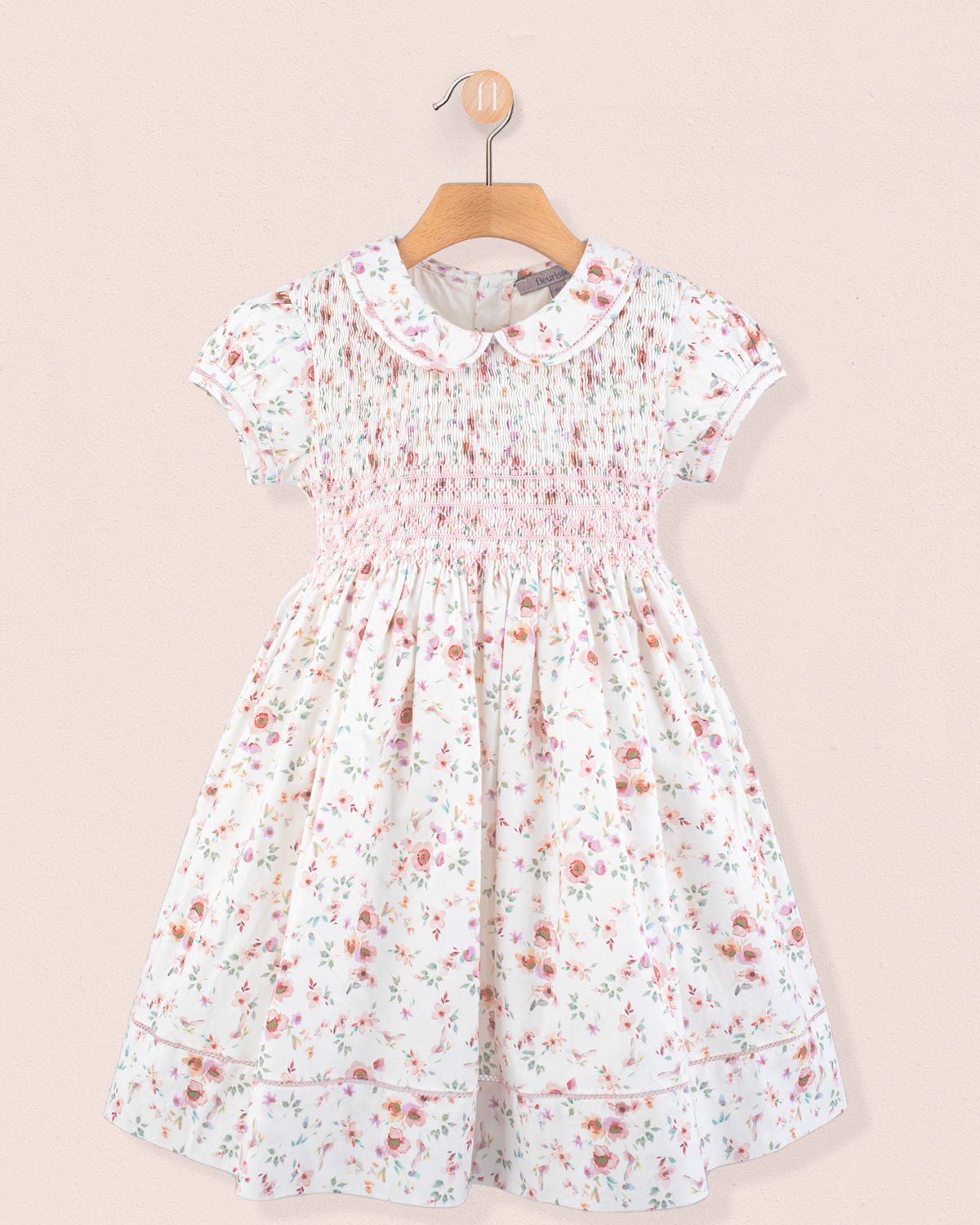 Emma Tuscany Pink Floral Smock - Smocked Dress