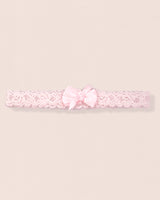 Pink Lace Baby Headband with Satin Bow