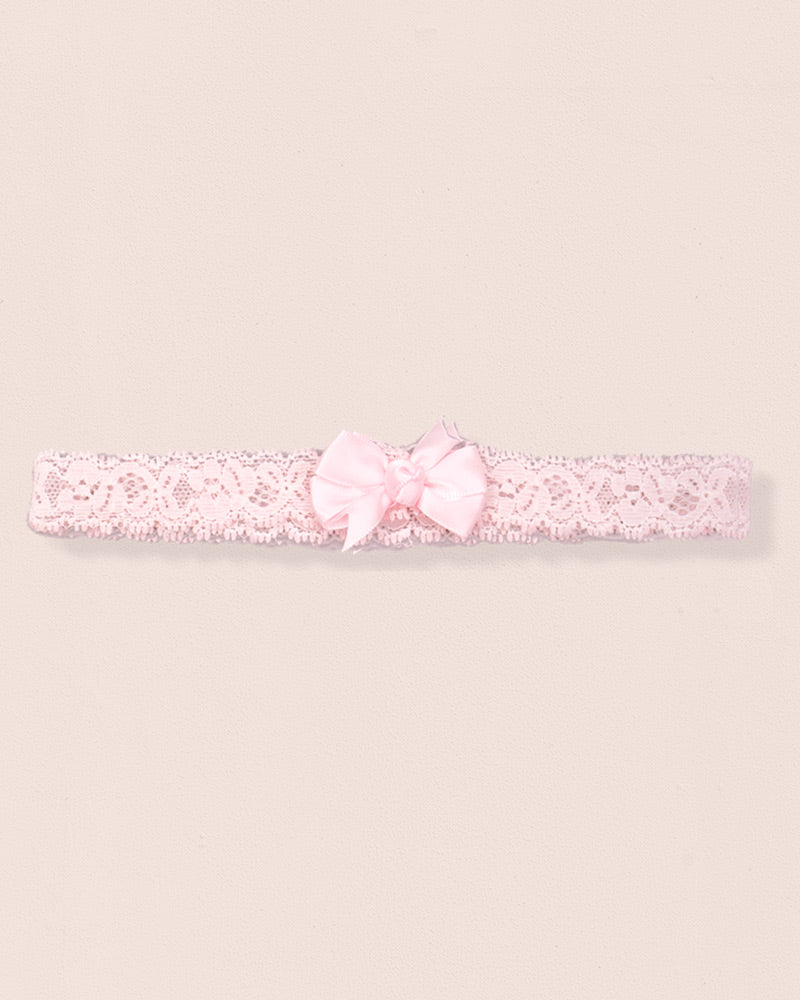 Baby Elastic Headband Pink Satin Bow