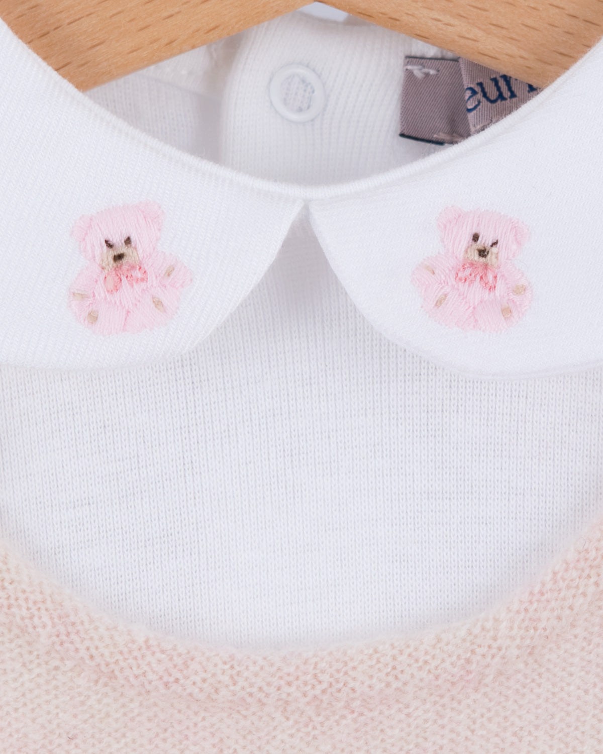 Onesie Italian Embroidered Pink Bear - Onesie