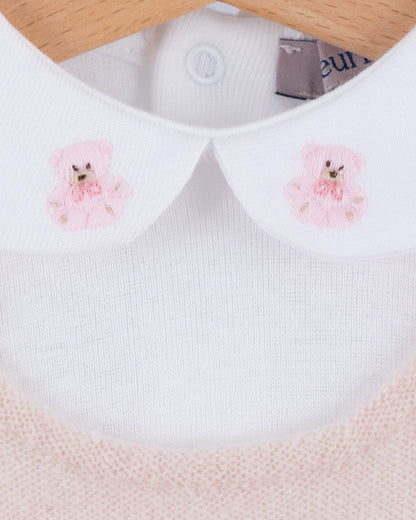 Onesie Italian Embroidered Pink Bear - Onesie