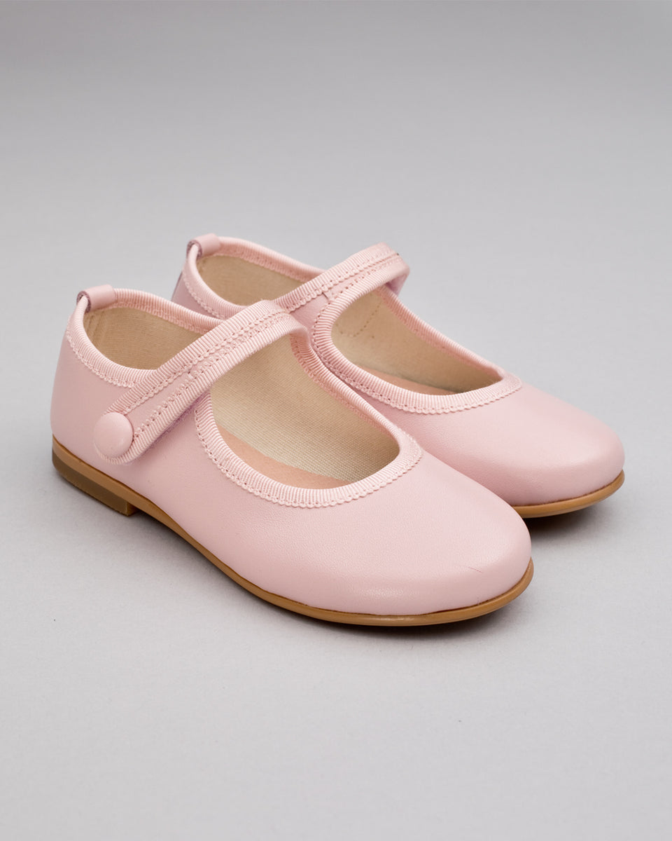 Elizabeth Pink Leather Mary-Jane With Velcro Closure