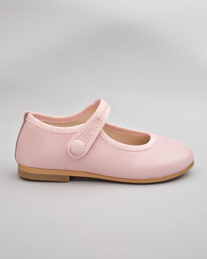 Elizabeth Pink Leather Mary-Jane With Velcro Closure - Shoe