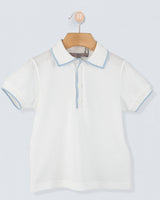 Polo Shirt Short Sleeve Italian Light Blue Trim Piquet