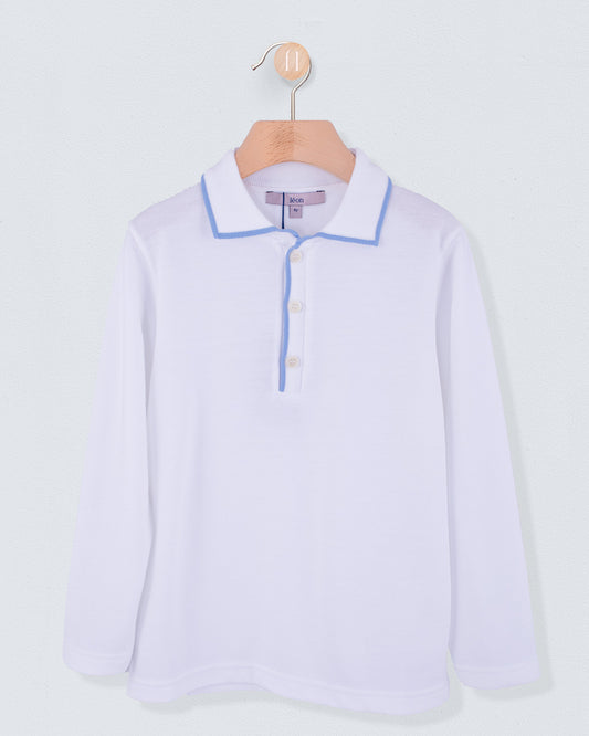 Polo Long Sleeve Italian Blue Trim - Shirt