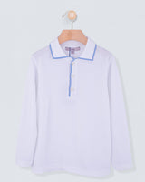 Polo Shirt Long Sleeve Italian Blue Trim