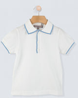 Polo Shirt Short Sleeve Italian Medium Blue Trim Piquet