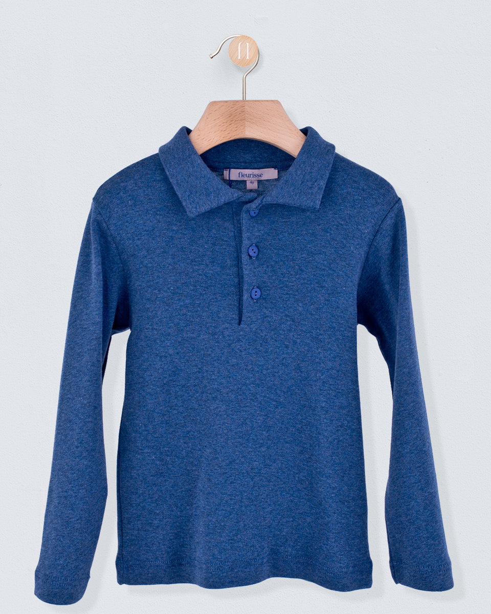 Italian Brushed Cotton Jean Blue Polo