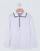 Polo Shirt Long Sleeve Italian Navy Trim